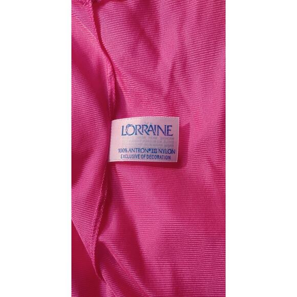 VTG Lorraine Pink Gown & Robe Set Pink Nylon Peignoir XL & Lace Trim Nightie M - Picture 11 of 12